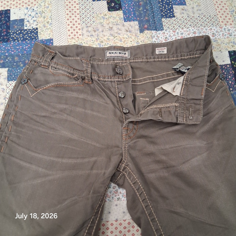 MEK DNM New Dusseldorf Slim Boot Cut Size 34x34 Brown Button Fly Y2K Pants